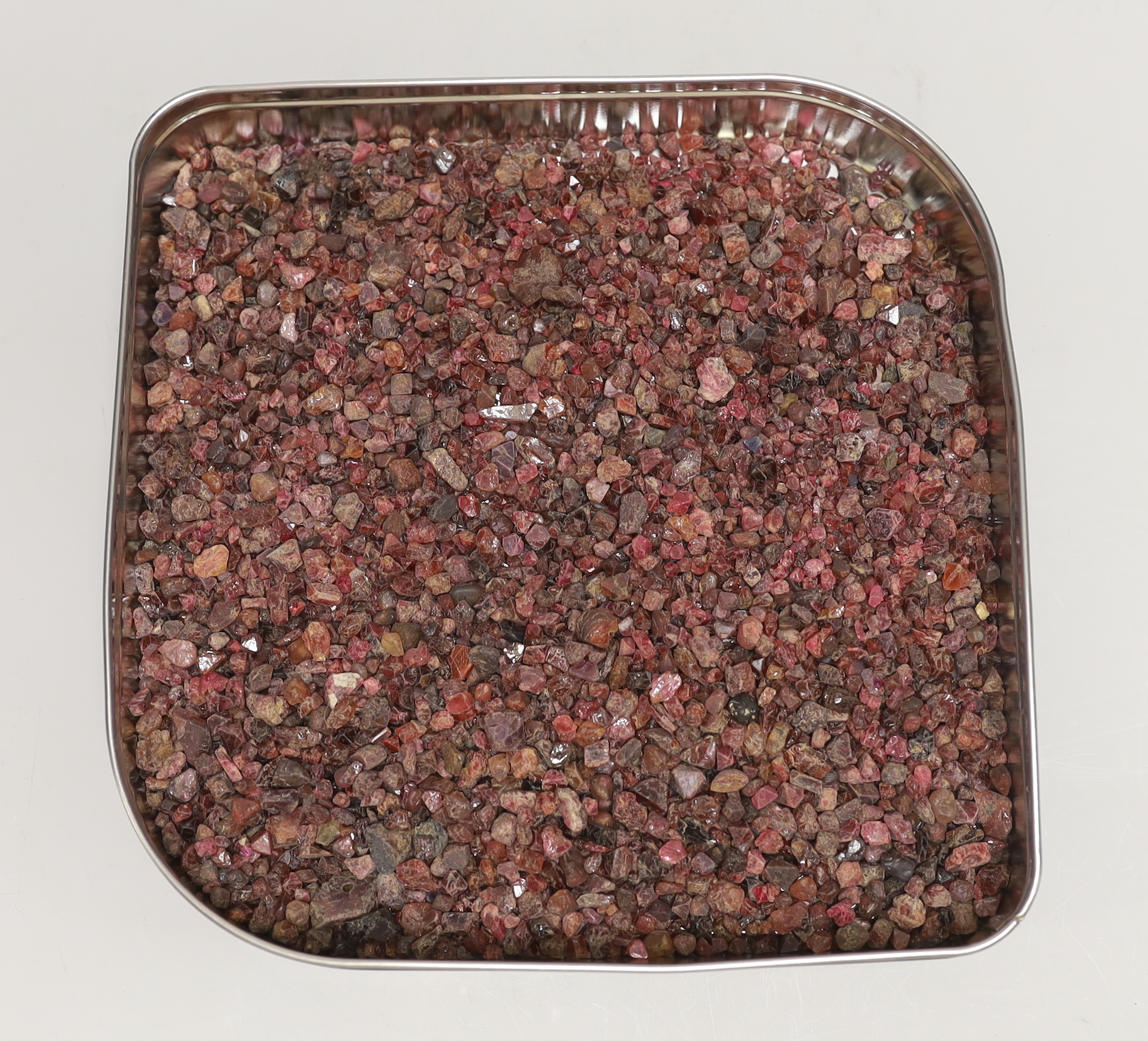 A collection of rough cut rubies and spinels.